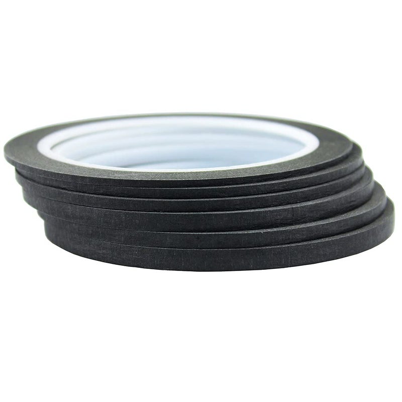 JINBING Paper Masking Tape for Painting & Drawing & DIY Nail Arts & Pattern Making Draping Tape 25m x 6 Rolls (Black) - Image 1